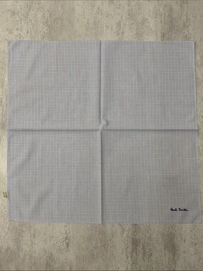 Paul Smith Light Blue and White Micro Check Pocket Square